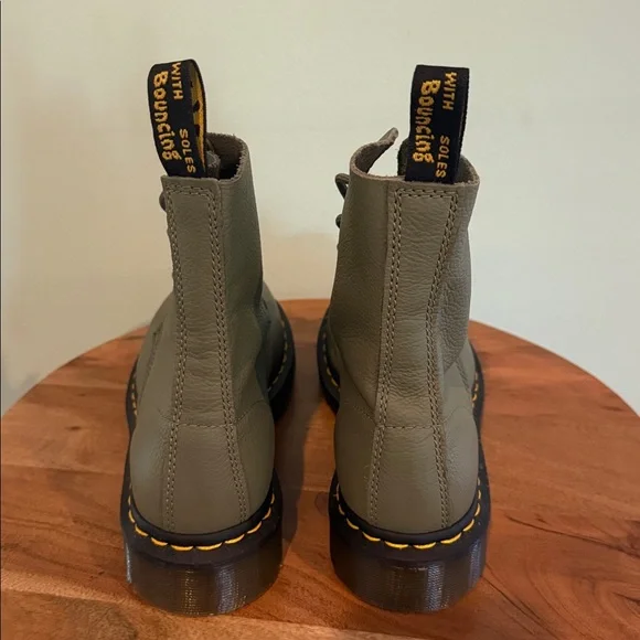 Dr. Martens Olive Green Leather Boots - Picture 3 of 8